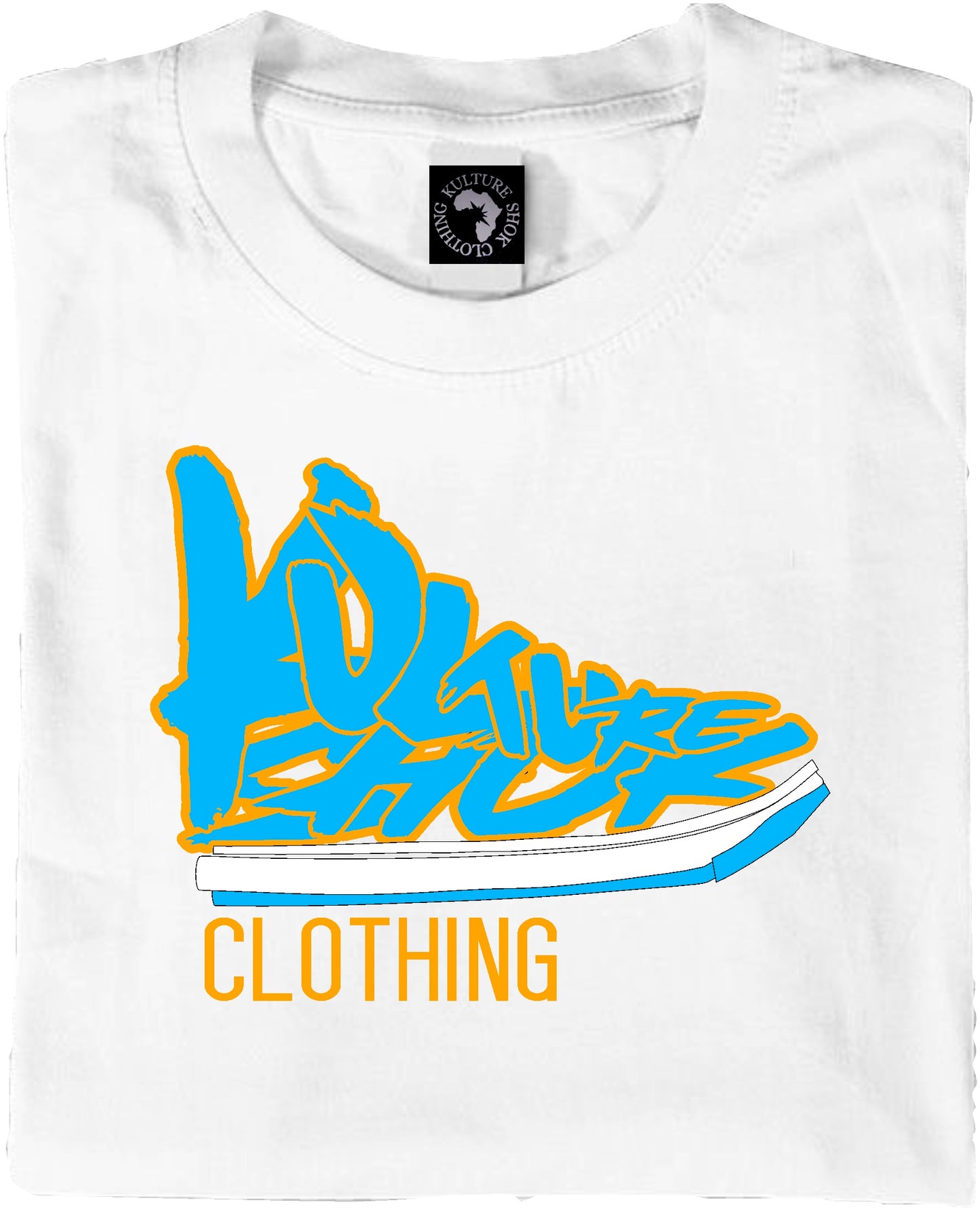 KICKS N TRICKS WHITE TEE - SKY BLUE & BLACK