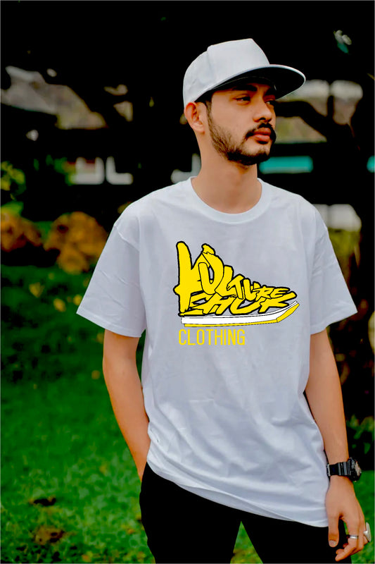 KICKS N TRICKS WHITE TEE - YELLOW