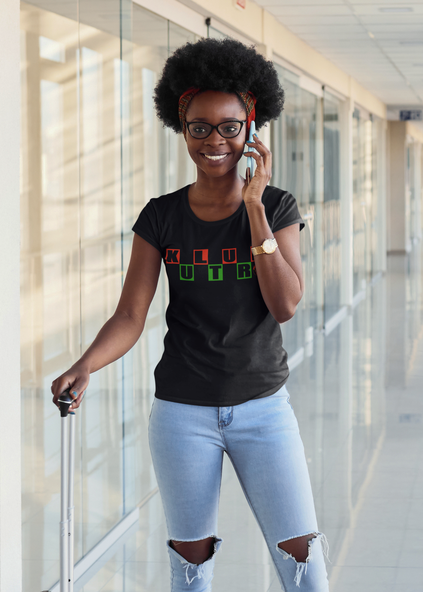 KULTURE CHECKERS BLACK TEE - AFRICA